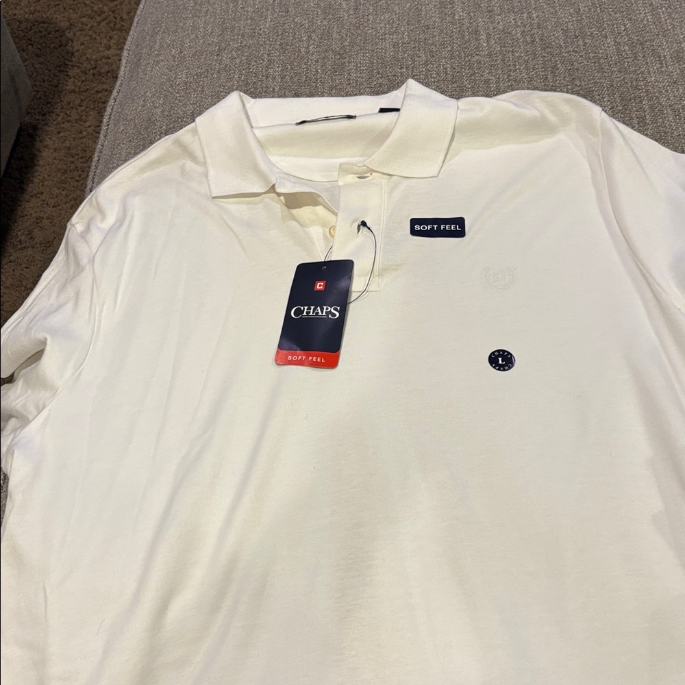 Chaps Ivory Polo Shirt with Logo